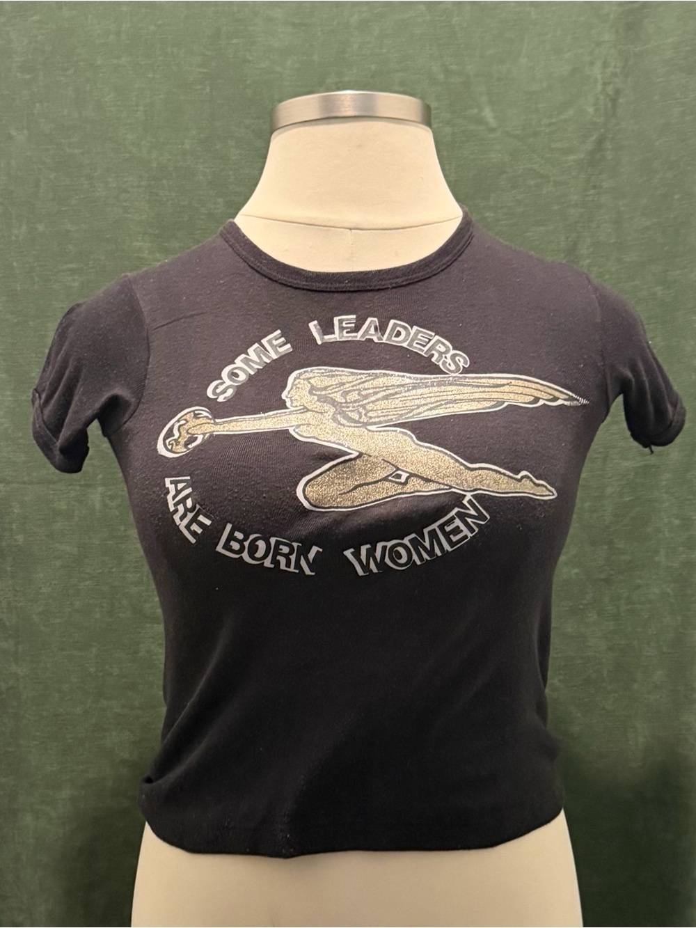Vintage Some Leaders Are Born Women Black Graphic Tee